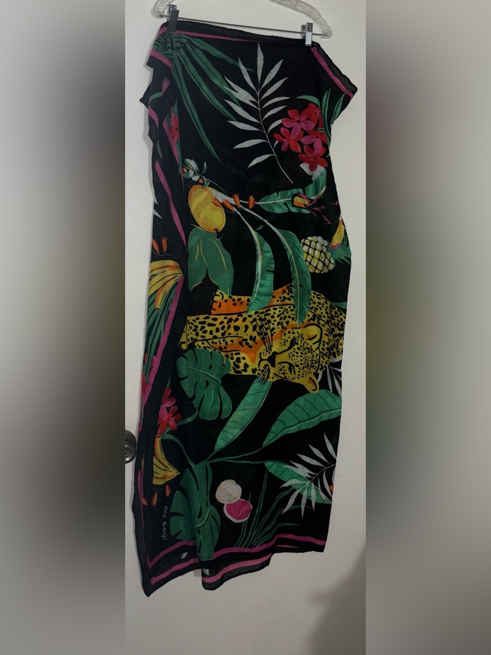 Tropical Leopard Print cover up - Black & Yellow